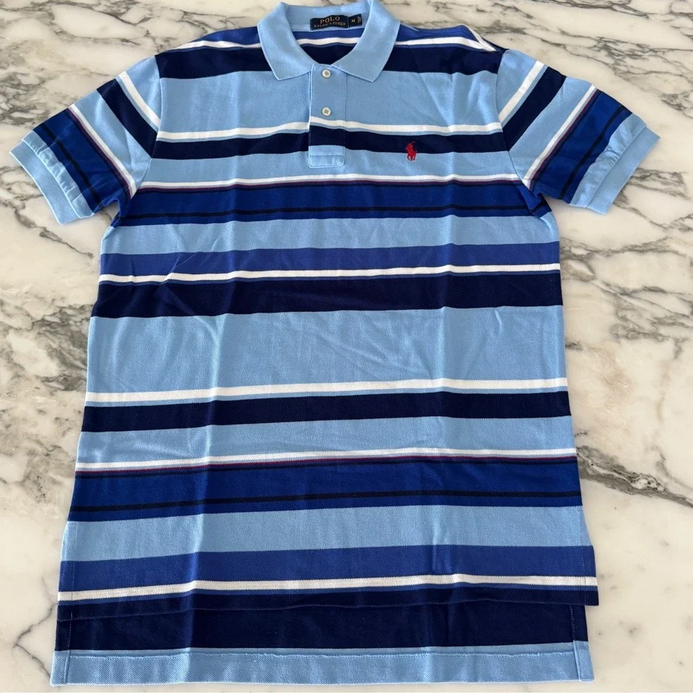 POLO Ralph Lauren Cotton Men's Striped Polo Shirt 100% Cotton size Middle